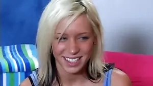 Kacey, a petite blonde massage expert in the real world