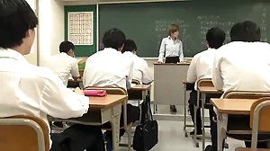 A young Japanese tutor instructs her pupil with oral sex and internal ejaculation